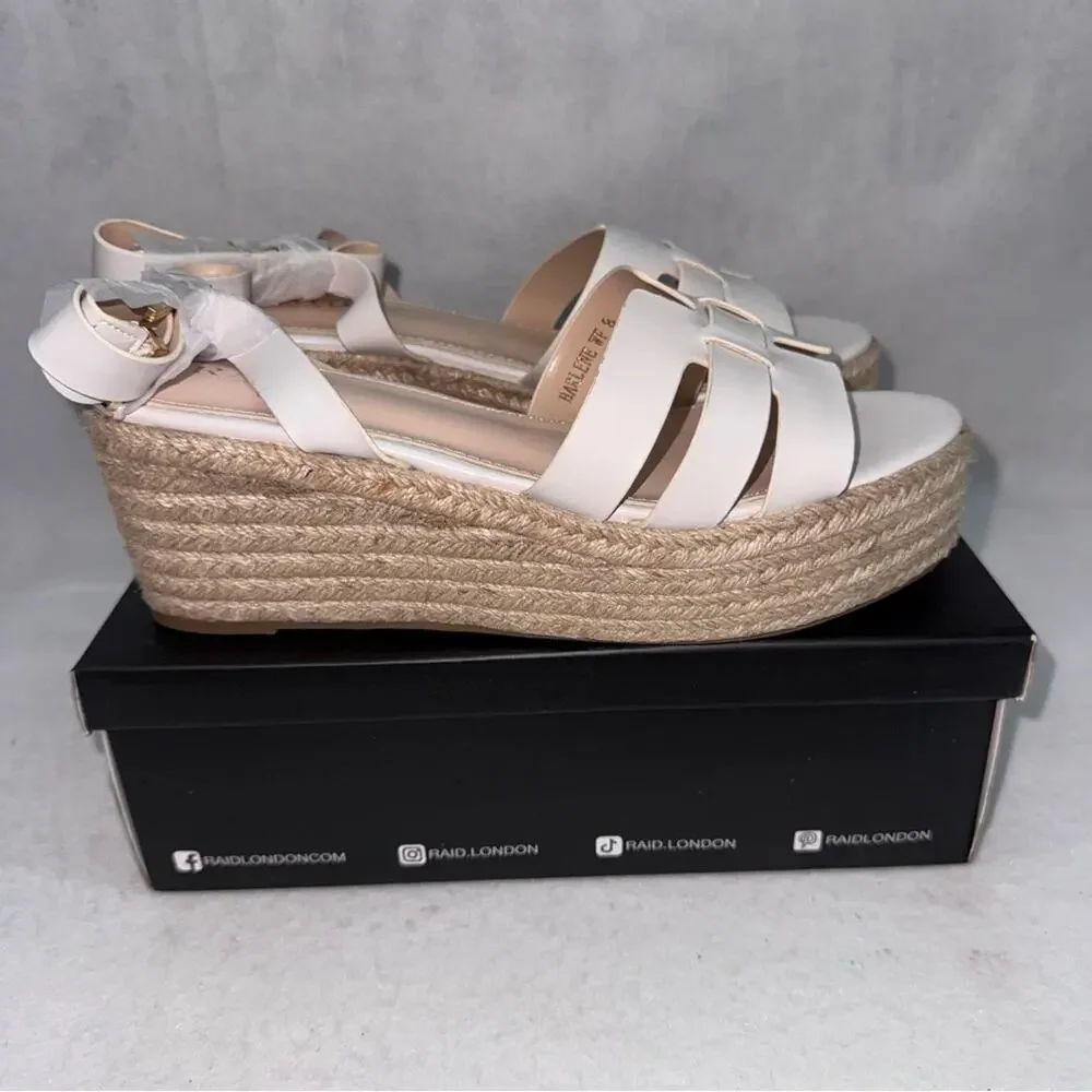 NIB Women’s RAID Harlene Plaftorm Espadrille Sandals 3” Heel White size 10 Wide